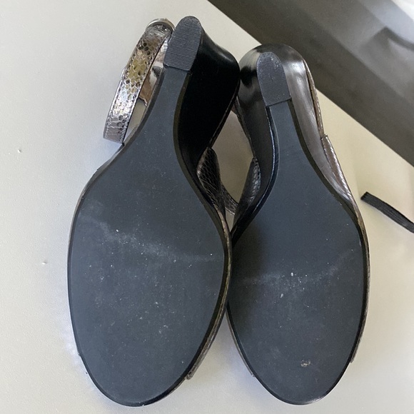 Michael Kors Stacked Wedge Heel Peek-a-Boo Toe Sandals - Picture 13 of 14